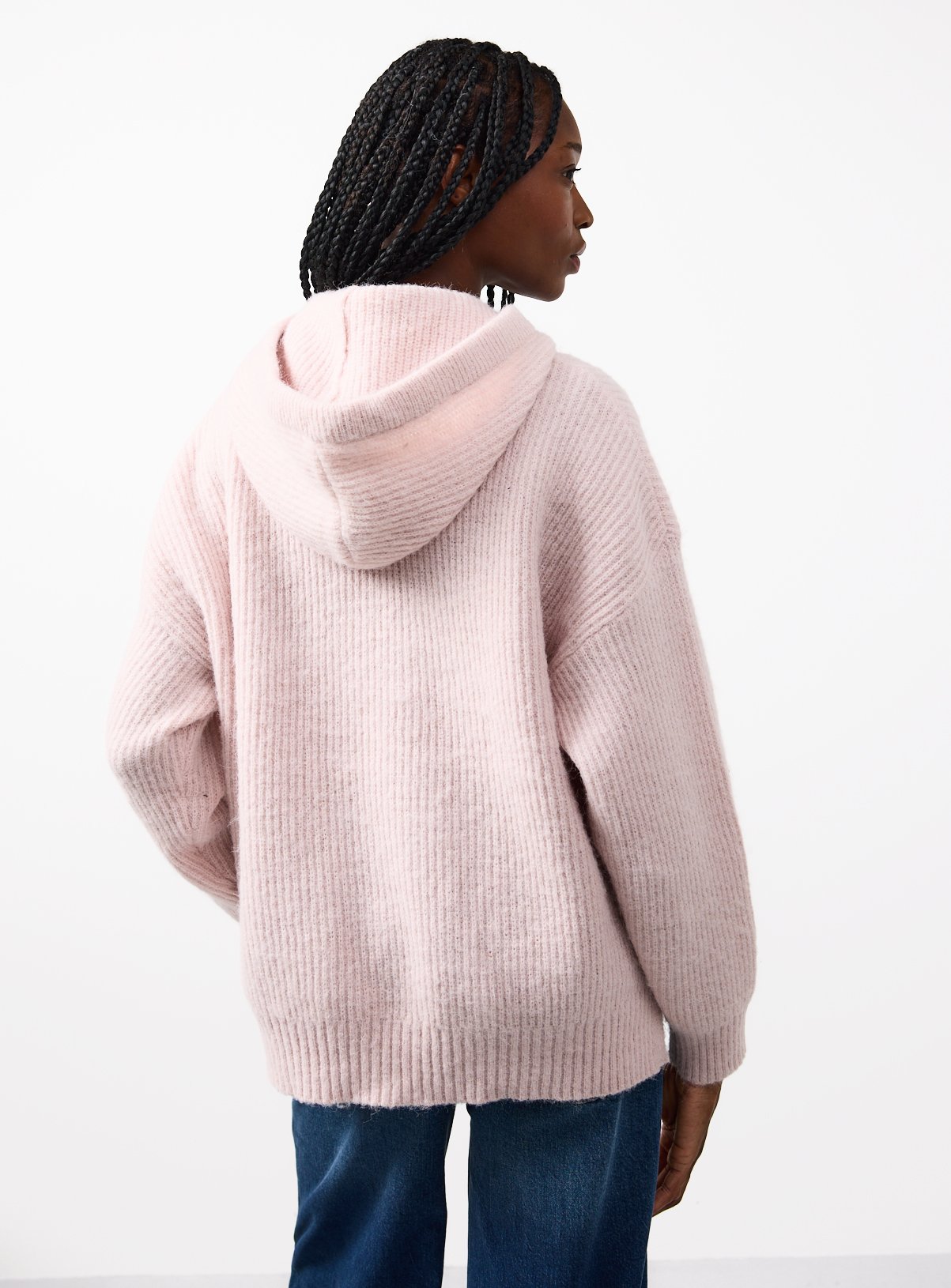 Pale Pink Ribbed Hooded Jumper 8 - Image 4 thumbnail